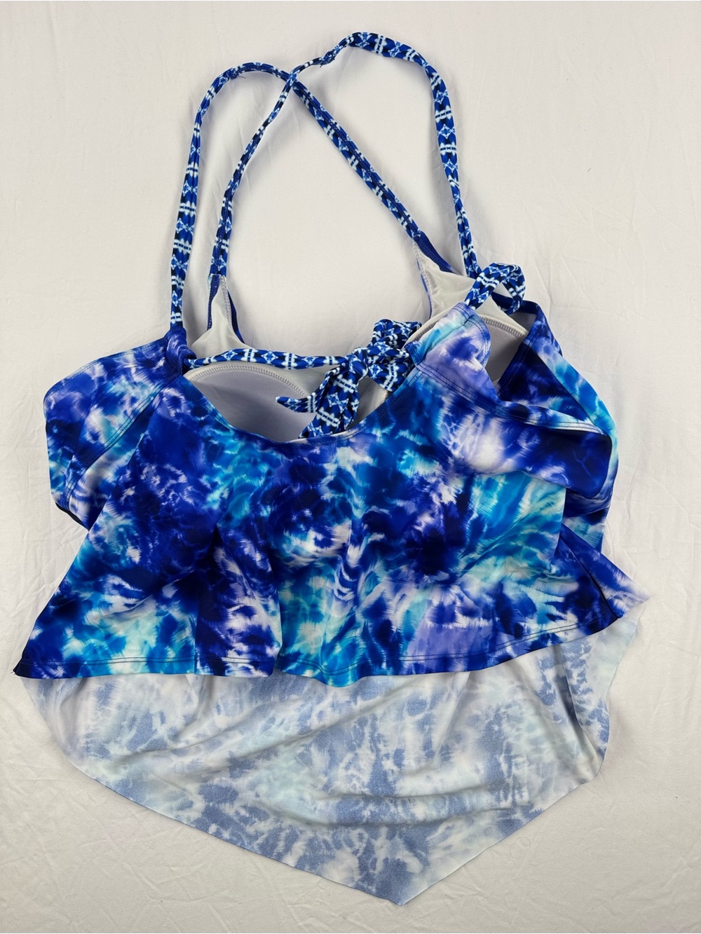 SHEIN Blue Tie-Dye Swim Tankini Top - Picture 2 of 2